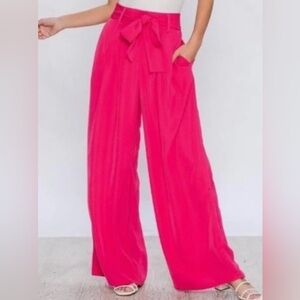 Flying Tomato Pink Palazzo Wide-Leg belted Pants size Large